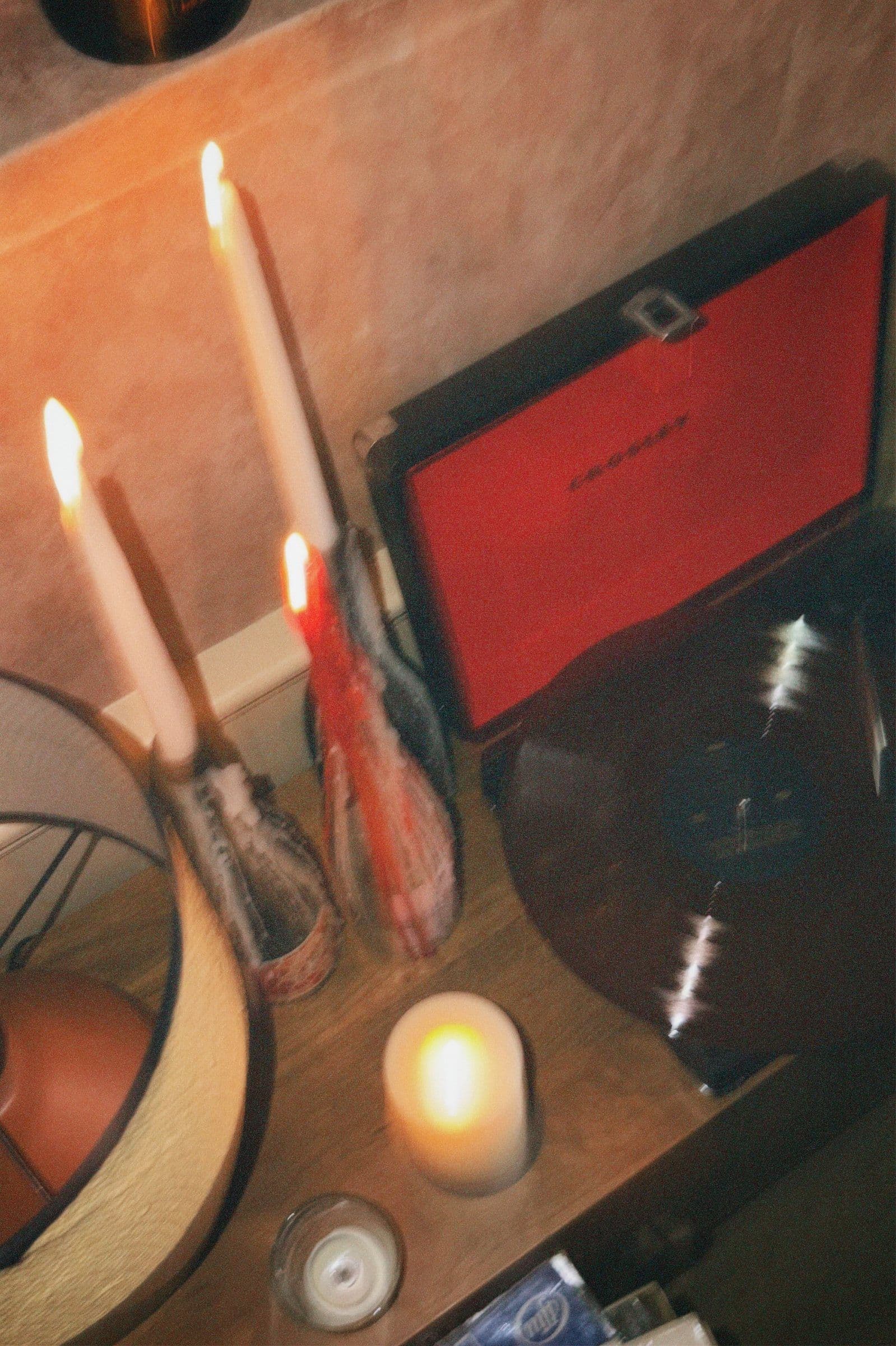 Candles and the record player, late